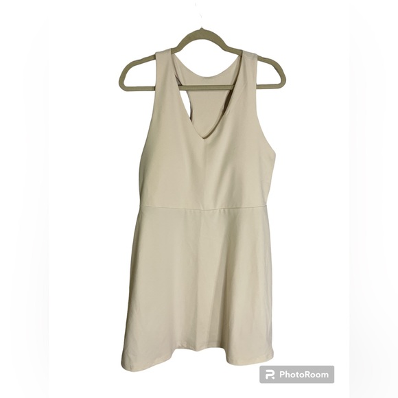 Fabletics On-The-Go Built-In Bra Dress vneck Women’s Large ivory pullover - Picture 3 of 10